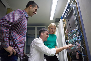 Image showing network engeneers working in network server room