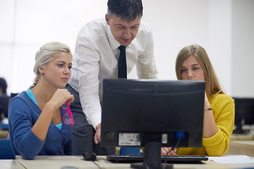 Image showing students with teacher  in computer lab classrom