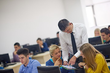 Image showing students with teacher  in computer lab classrom