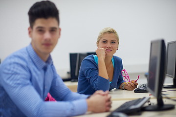 Image showing students group in computer lab classroom