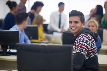 Image showing students group in computer lab classroom