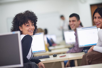 Image showing students group in computer lab classroom