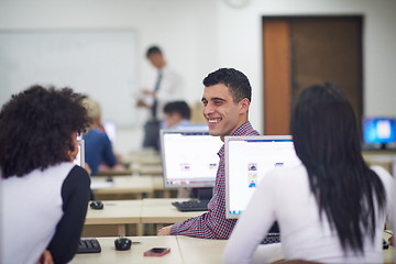 Image showing students group in computer lab classroom