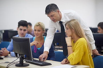 Image showing students with teacher  in computer lab classrom