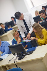 Image showing students with teacher  in computer lab classrom