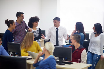 Image showing students with teacher  in computer lab classrom