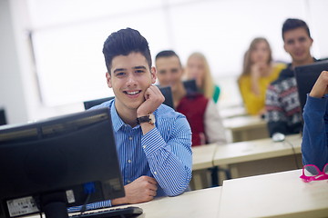 Image showing students group in computer lab classroom