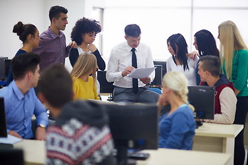 Image showing students with teacher  in computer lab classrom