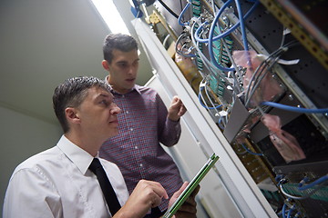 Image showing network engineers in server room