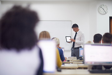 Image showing students with teacher  in computer lab classrom