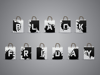 Image showing Black friday shopping bags with splattered letters