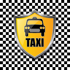 Image showing Taxi shield badge on checkered background