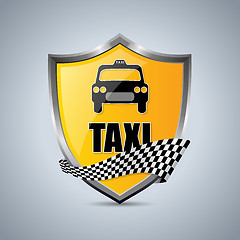 Image showing Taxi shield badge with checkered ribbon