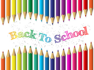 Image showing Back to school background with pencils and waving text