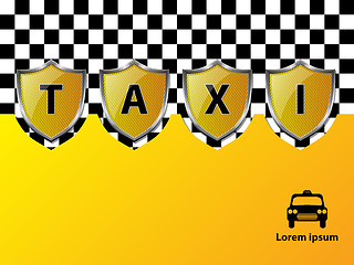 Image showing Taxi advertising background with metallic shields