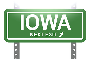 Image showing Iowa green sign board isolated green sign board isolated