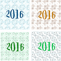 Image showing 2016 new year sign on abstract background, invitation card set
