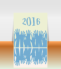 Image showing 2016 and people hands set symbol. The inscription 2016 in oriental style on abstract background