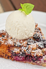 Image showing Crumble pie with black currants 