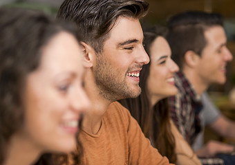 Image showing Friends having fun at the restaurant