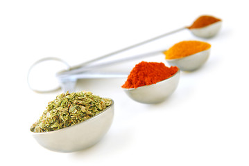 Image showing Spices in measuring spoons
