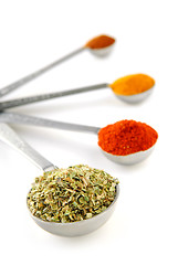 Image showing Spices in measuring spoons