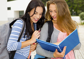 Image showing Two beautiful teenage students