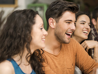 Image showing Friends having fun at the restaurant