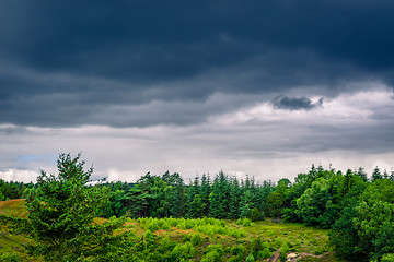 Image showing Landscape with dark clouds in Denmark