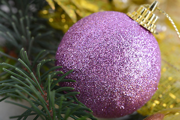 Image showing Christmas tree with decoration, detail