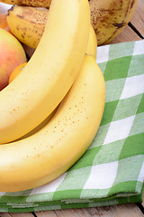 Image showing bananas and apples close up, health food concept