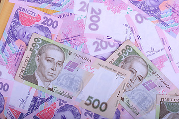 Image showing european money, ukrainian hryvnia close up