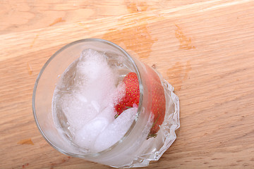 Image showing Strawberry cocktail in ice drink