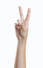 Image showing Hand making peace sign