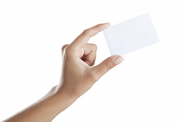 Image showing Hand holding business card