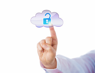 Image showing Index Finger Unlocking A Virtual Lock Via Cloud