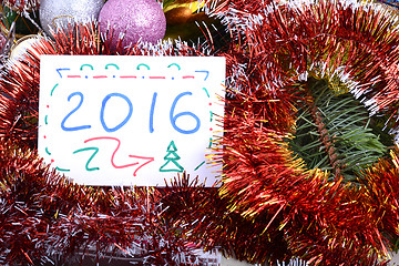 Image showing Happy new year 2016, hand writing, watercolor vintage concept, merry christmas holidays