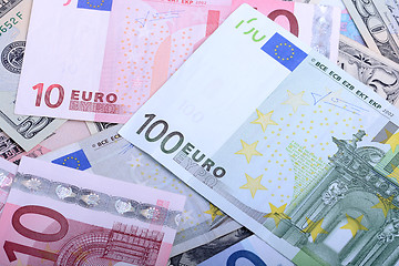 Image showing European banknotes, Euro currency from Europe, Euros.