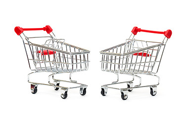 Image showing Two Metallic Shopping Cart