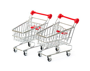 Image showing Two Metallic Shopping Cart