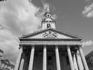 Image showing Black and white St Martin church in London