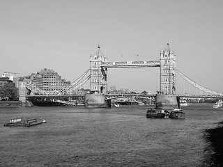 Image showing Black and white Tower Bridge in London