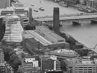 Image showing Black and white Aerial view of London