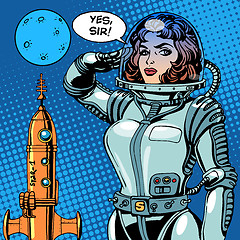 Image showing Woman astronaut captain of a spaceship science fiction