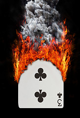 Image showing Playing card with fire and smoke