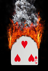 Image showing Playing card with fire and smoke