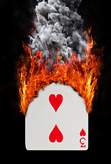 Image showing Playing card with fire and smoke