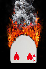 Image showing Playing card with fire and smoke