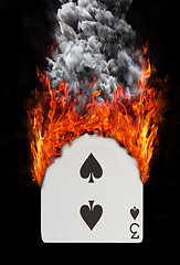 Image showing Playing card with fire and smoke