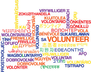 Image showing Volunteer multilanguage wordcloud background concept